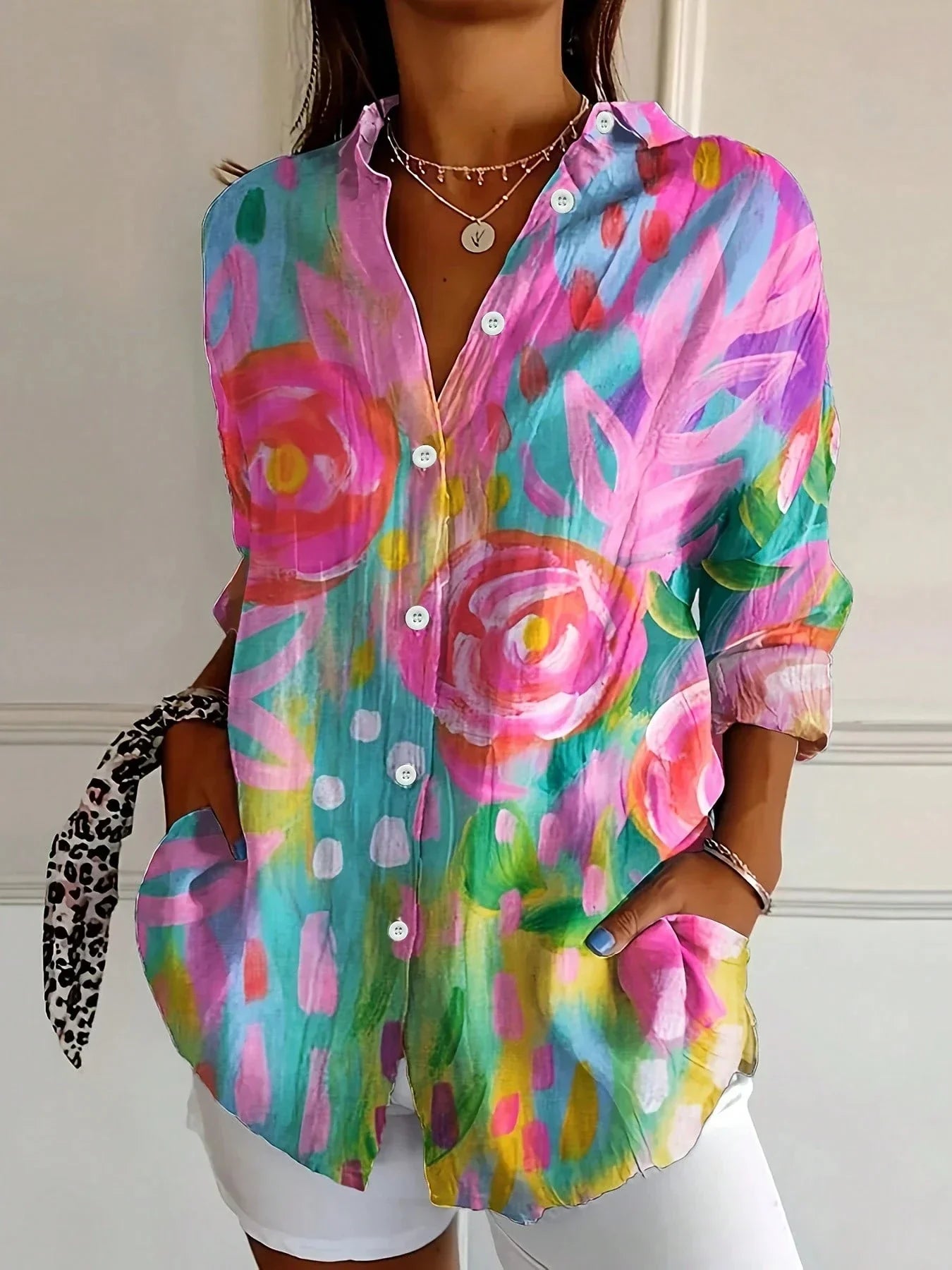 Annika | Colorful Blouse with Playful Print