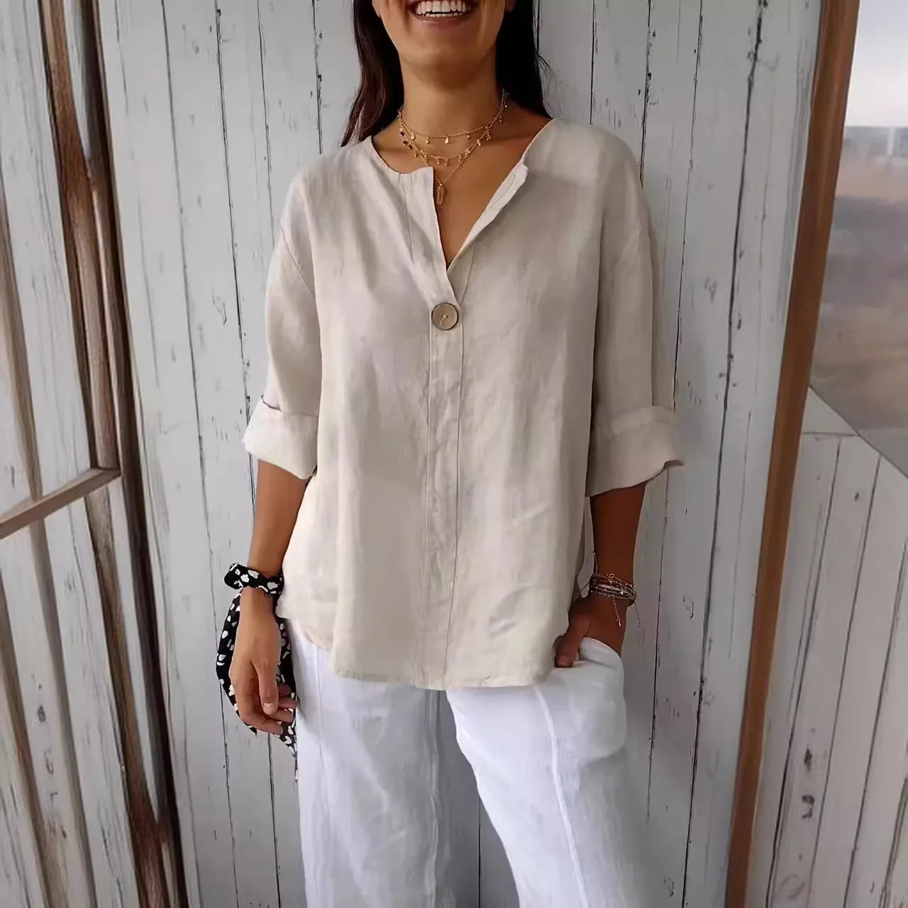 Beata | Long Sleeve Button-Up Blouse