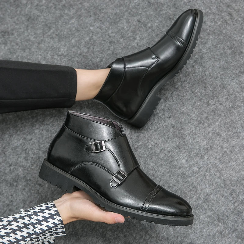 Roman | Double Buckle Boots in Synthetic Leather