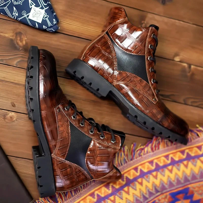 Clive | Crocodile Leather Boots