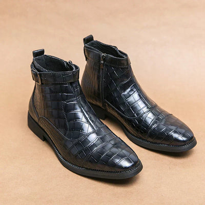 Derrick | Synthetic Leather Buckle Ankle Boots