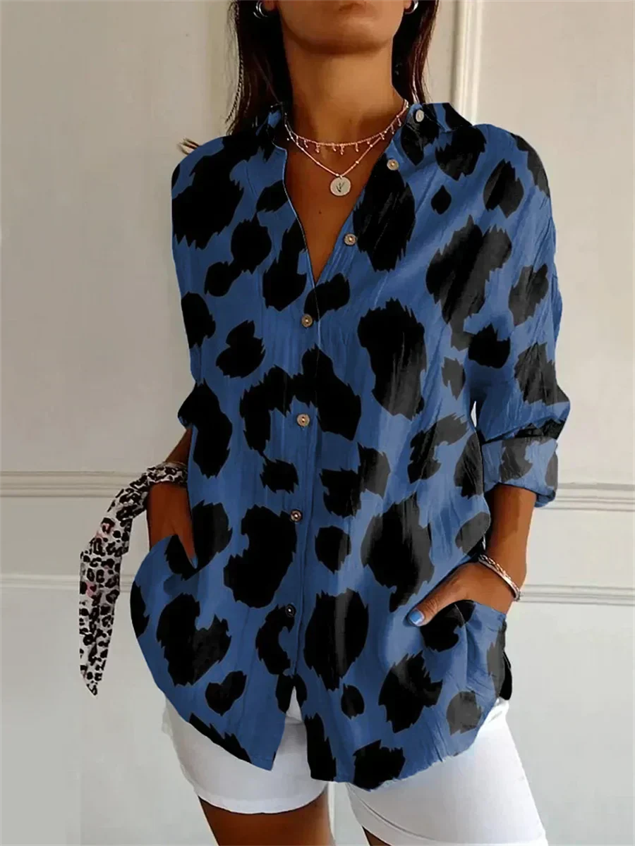 Dagmara | Tume Blue Blouse with Floral Pattern