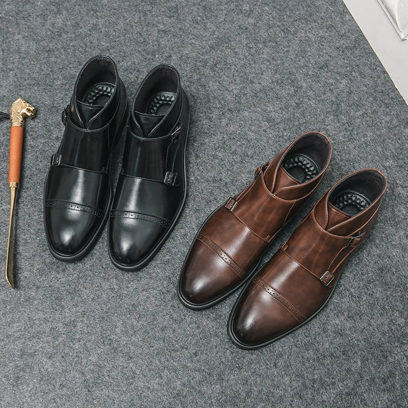 Roman | Double Buckle Boots in Synthetic Leather
