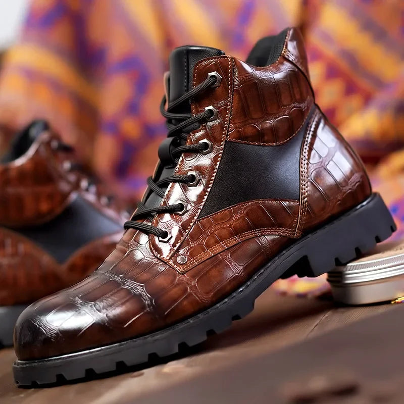 Clive | Crocodile Leather Boots