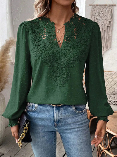 Olivia | Luxury Lace Blouse with V-Neck