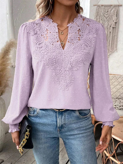 Olivia | Luxury Lace Blouse with V-Neck