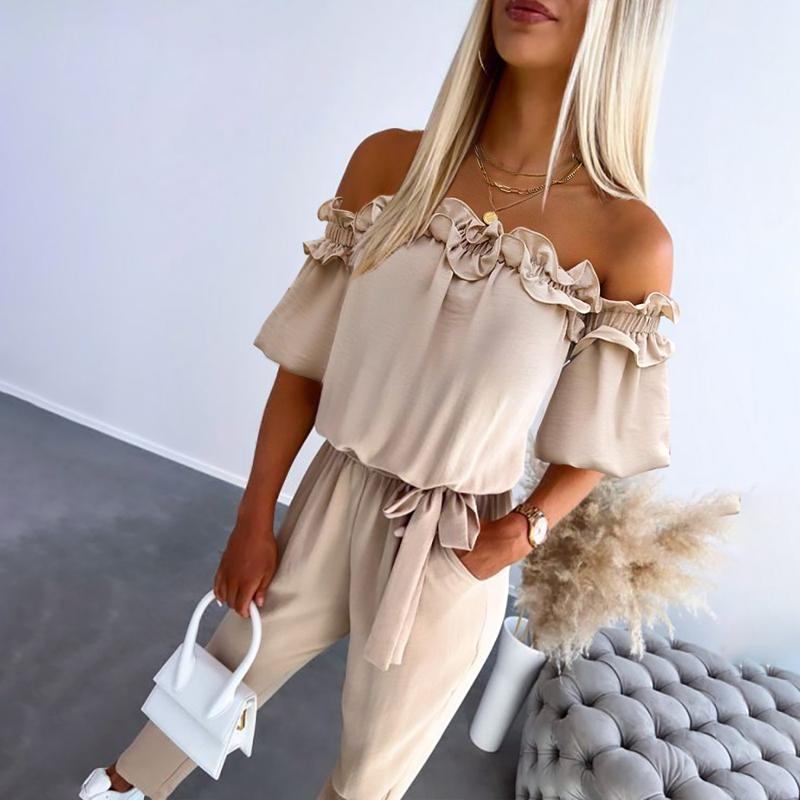 Nika | Off-Shoulder Frill Tie-Waist Jumpsuit