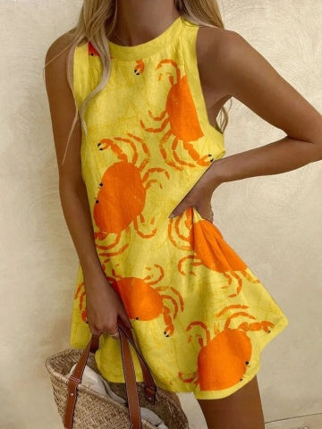 Lisa | Mini Dress in Crab Design