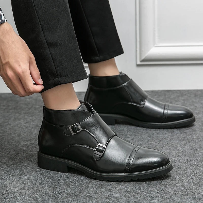 Roman | Double Buckle Boots in Synthetic Leather