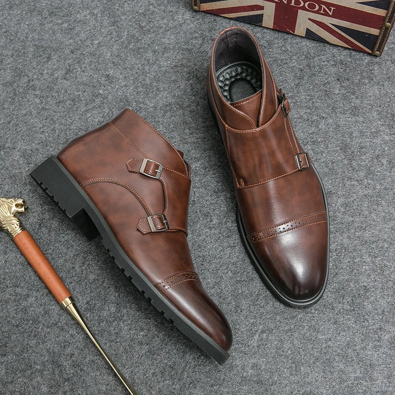 Roman | Double Buckle Boots in Synthetic Leather