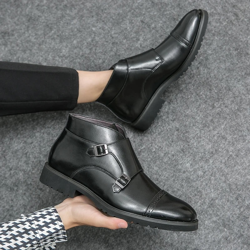 Roman | Double Buckle Boots in Synthetic Leather
