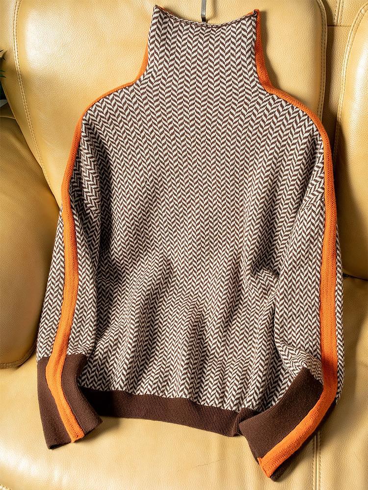 Delia | Turtleneck Sweater with Striking Contrast Stripes