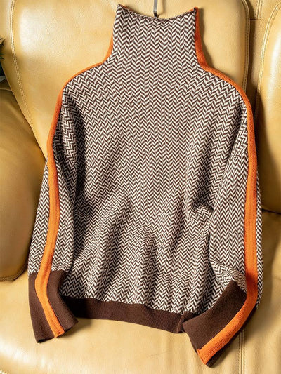 Delia | Turtleneck Sweater with Striking Contrast Stripes