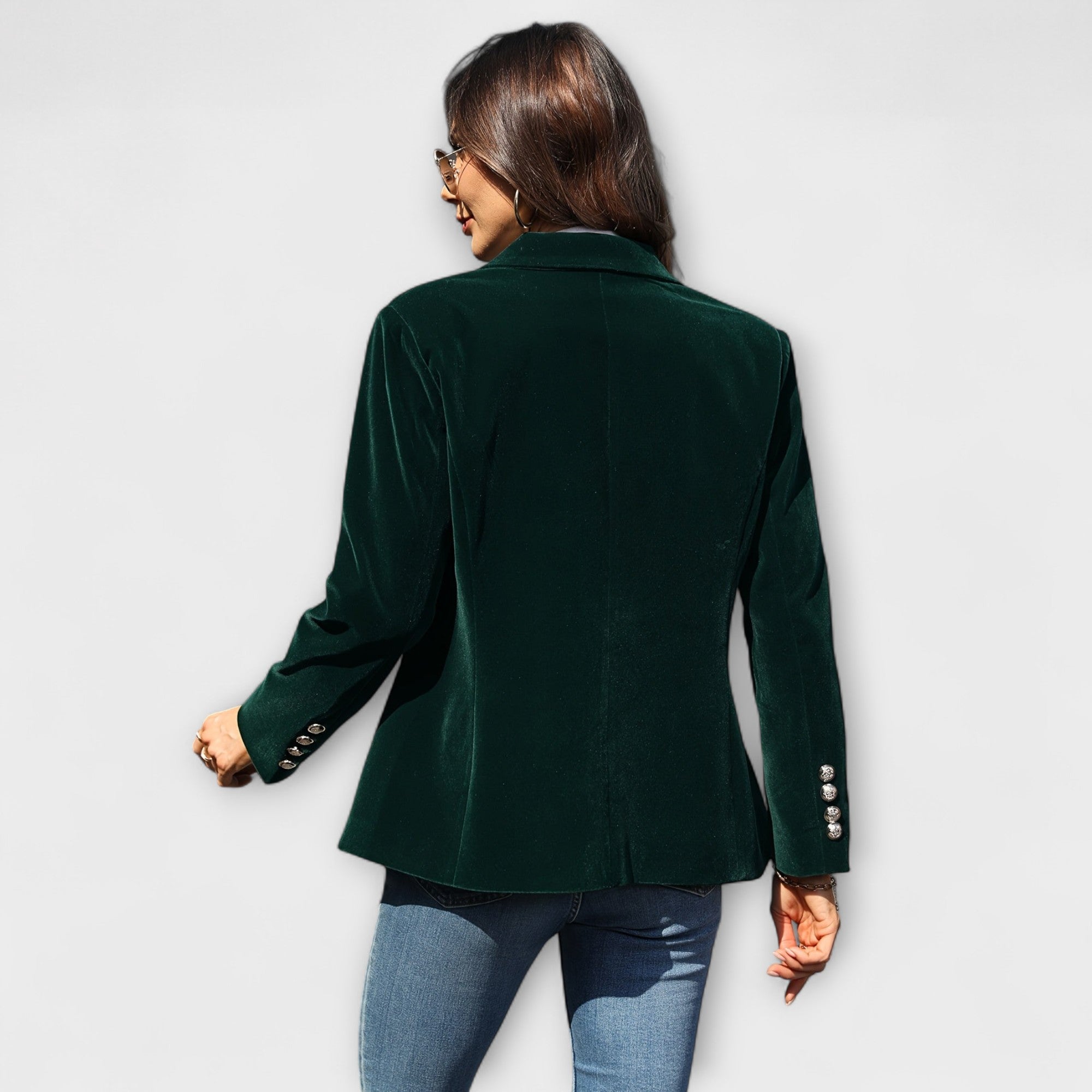 Addison | Velvet Blazer with Gold Button Accents
