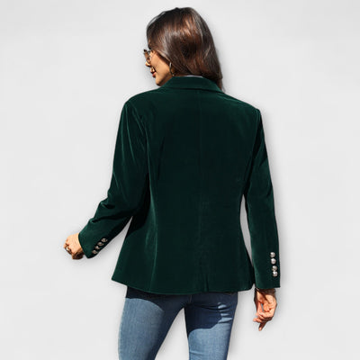 Addison | Velvet Blazer with Gold Button Accents