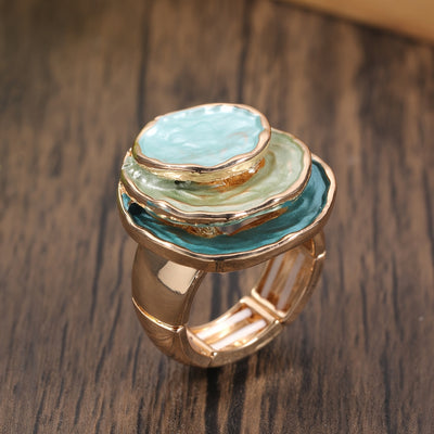Therese | Boho Enamel Ring with Three Layers