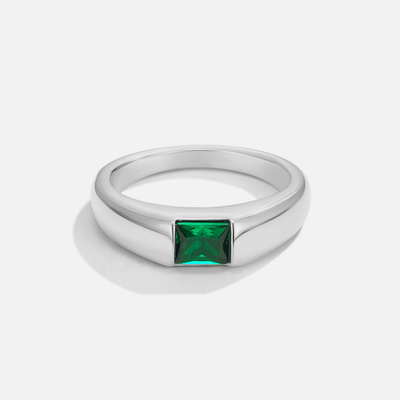 Elena | Ember Ring in Silver & Emerald