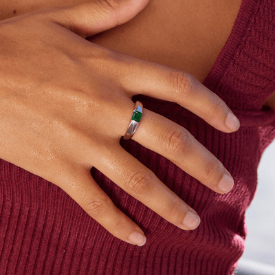 Elena | Ember Ring in Silver & Emerald