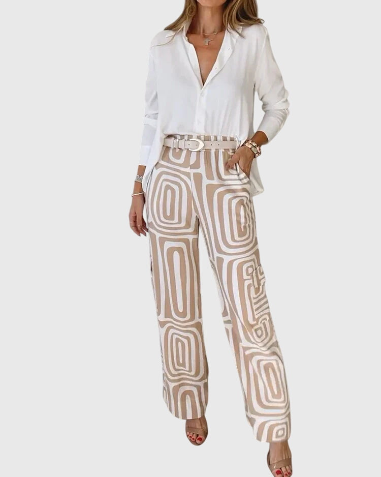 Emilia| Stylish Pants + Free Blouse & Belt