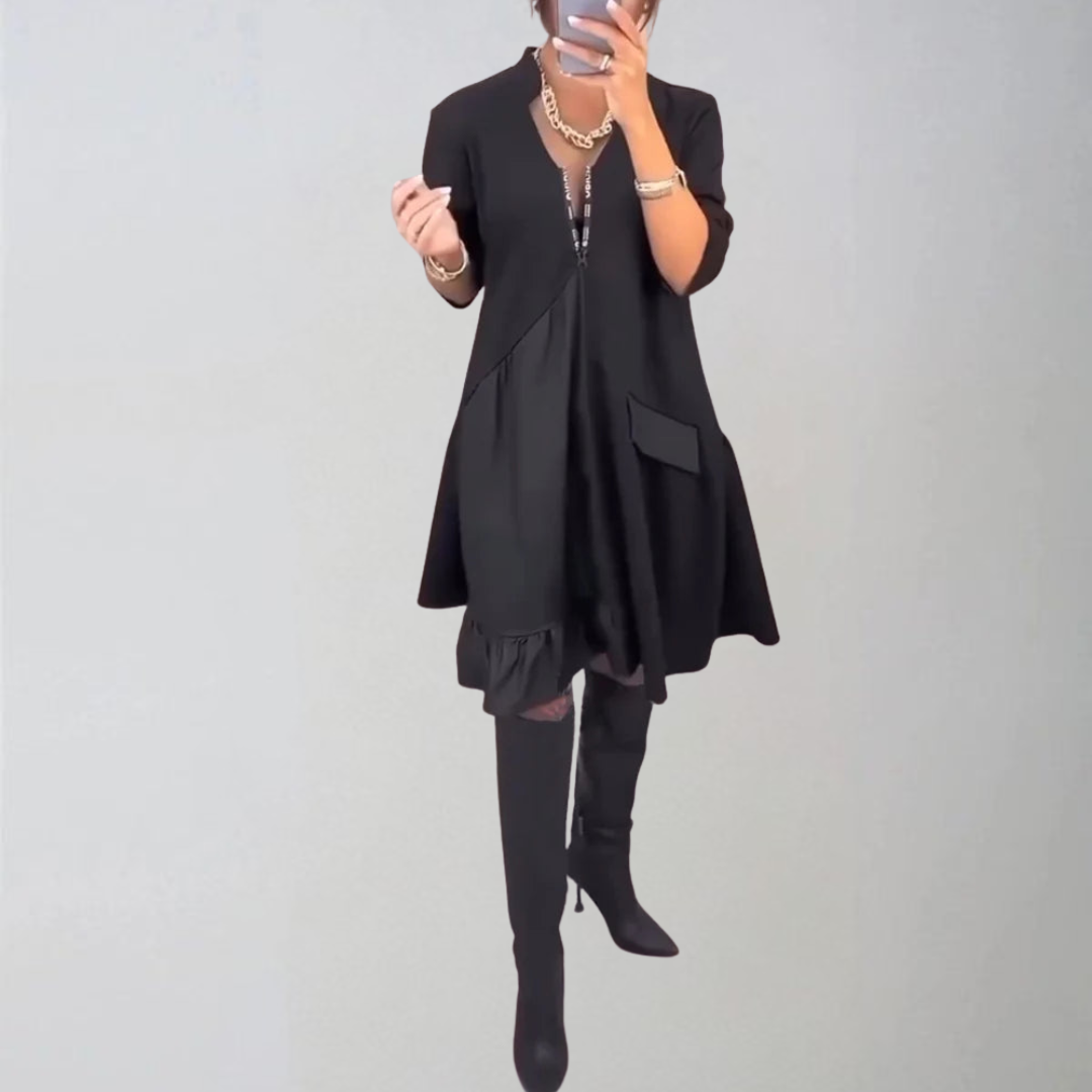 Vaanya | Dress with a Creative Spirit and V-Neck