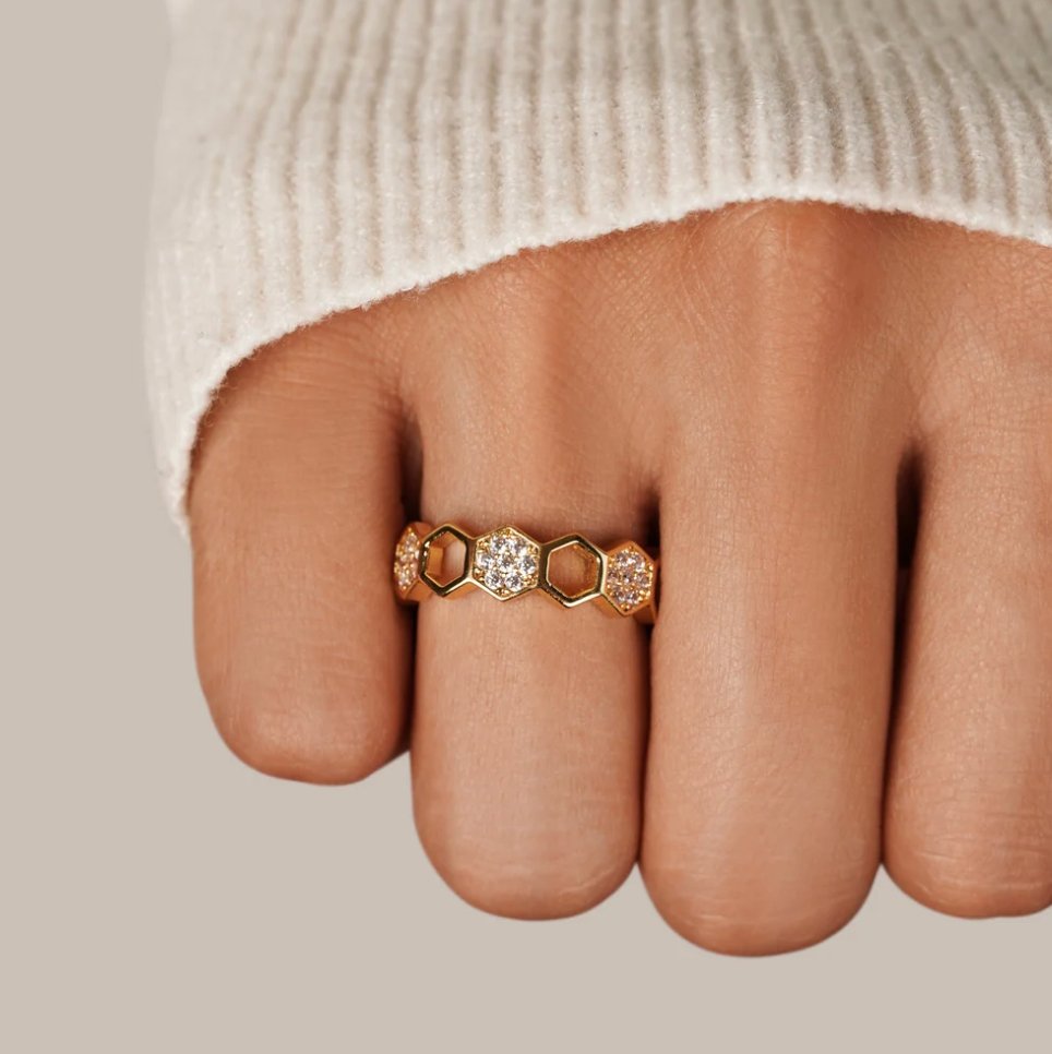 Bina | Gold and Crystal Ring