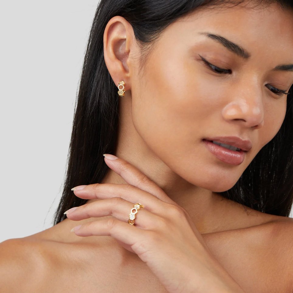 Bina | Gold and Crystal Ring