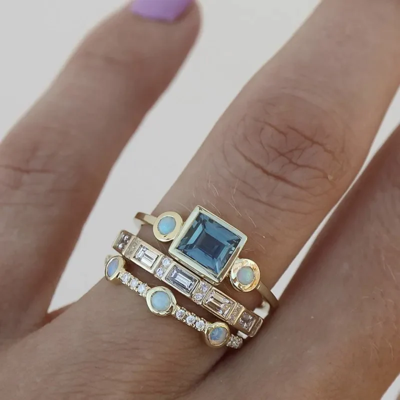 Regine | Vintage Blue Crystal Ring Set