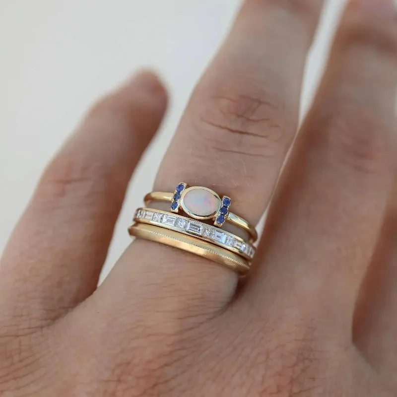 Oprah | Vintage Gold Opal Ring Set