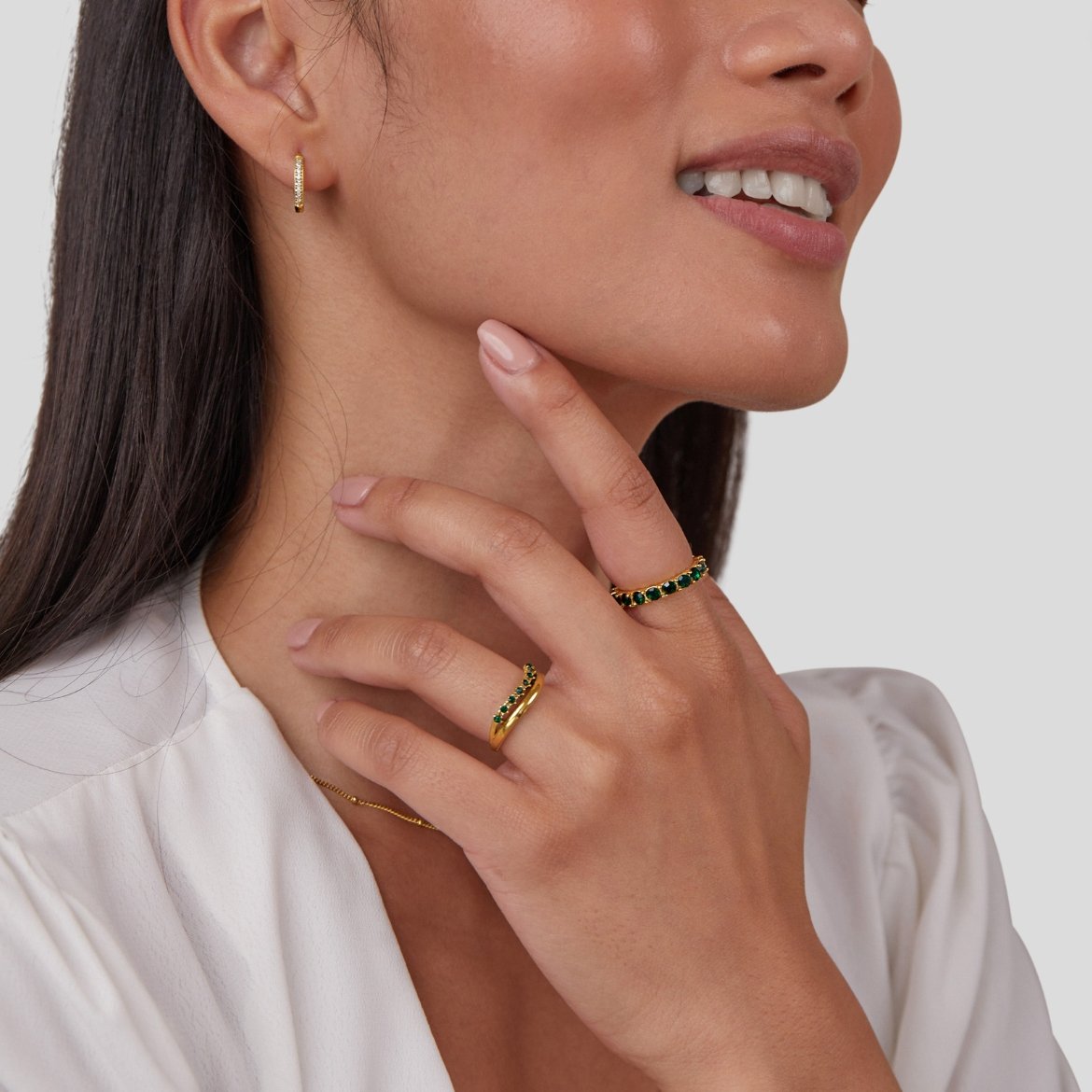 Mary | Layered Ring in Emerald Green