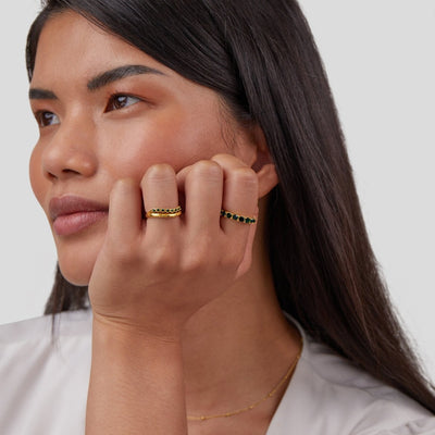 Mary | Layered Ring in Emerald Green