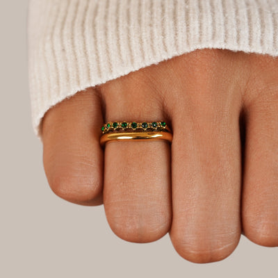 Mary | Layered Ring in Emerald Green