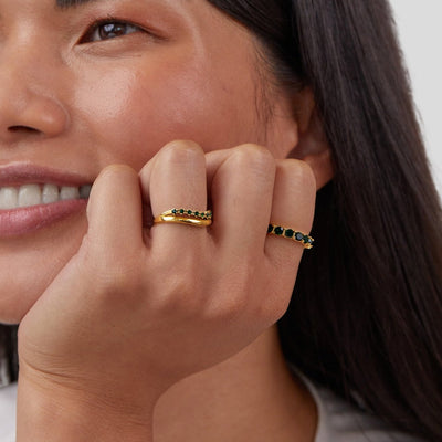 Mary | Layered Ring in Emerald Green