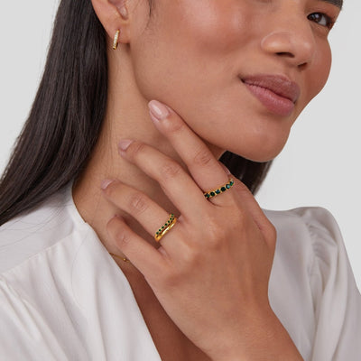 Mary | Layered Ring in Emerald Green