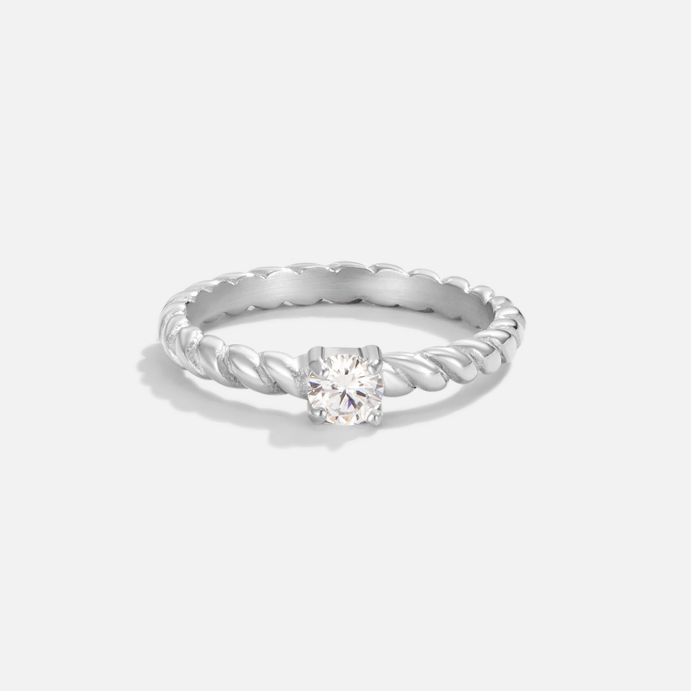 Lilian | Twisted Silver Crystal Ring from Milan
