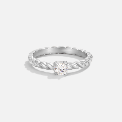Lilian | Twisted Silver Crystal Ring from Milan