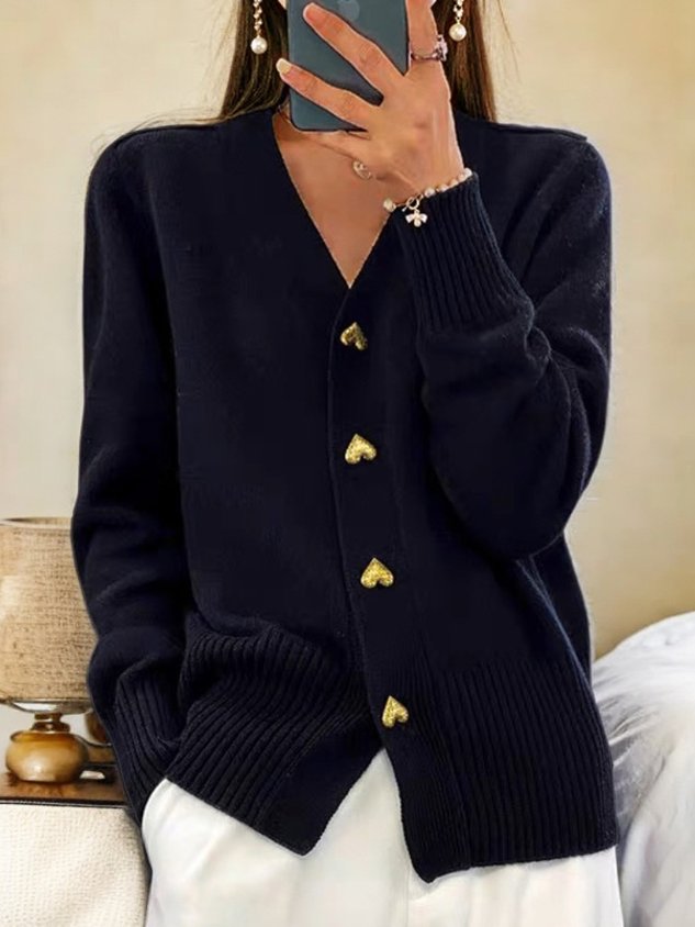 Gladys | Elegant Heart Button Cardigan