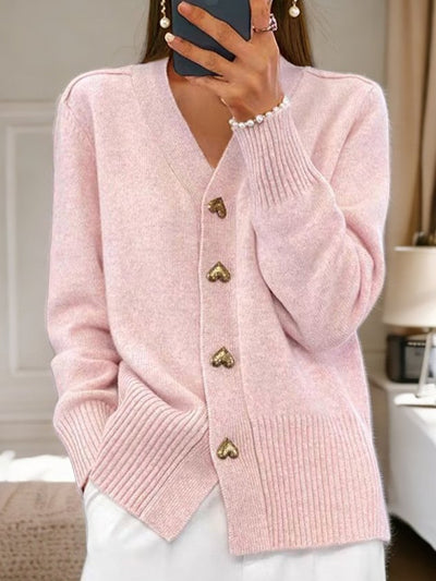 Gladys | Elegant Heart Button Cardigan