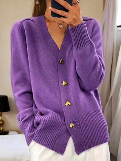Gladys | Elegant Heart Button Cardigan