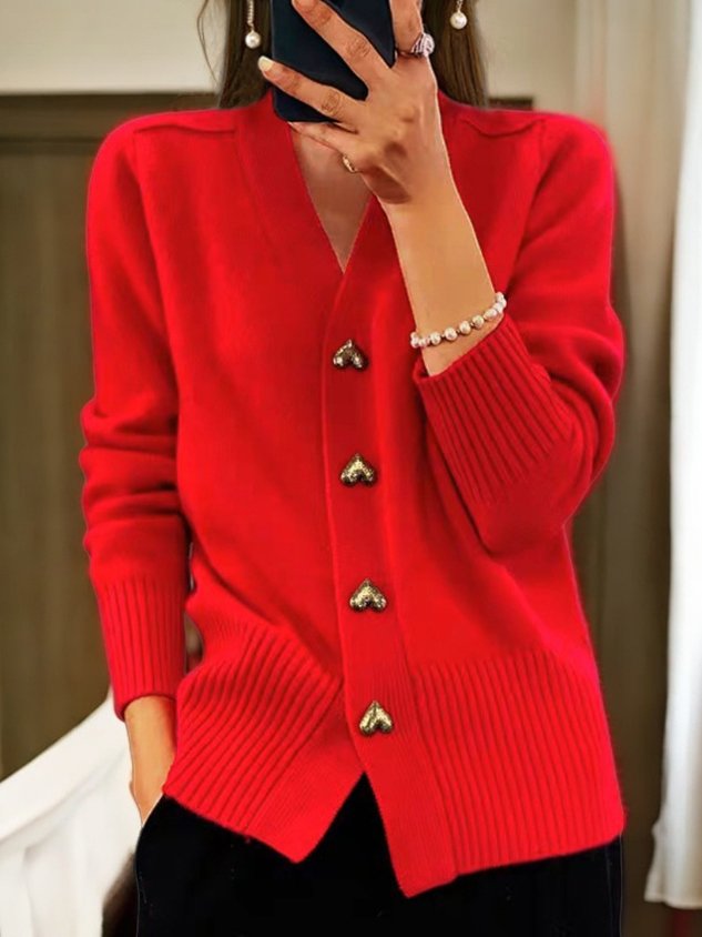 Gladys | Elegant Heart Button Cardigan