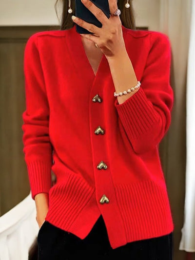 Gladys | Elegant Heart Button Cardigan