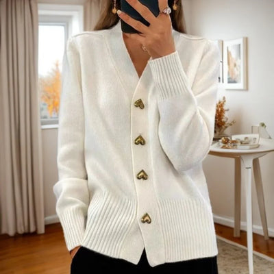 Gladys | Elegant Heart Button Cardigan
